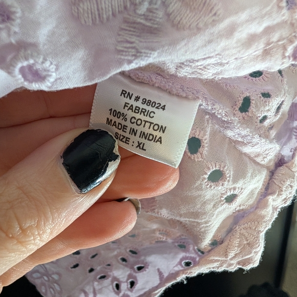 Lavender Eyelet Cotton Peasent Crop Top | Cottage core | Romantic - Picture 4 of 4